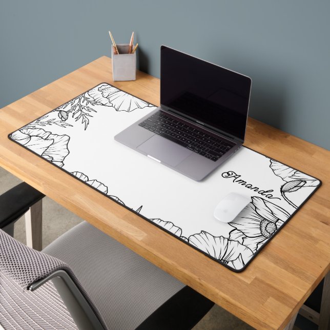 Floral frame with your name desk mat (Office 2)
