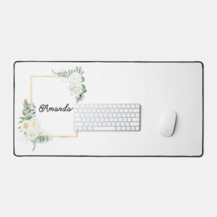 Floral frame with your name desk mat