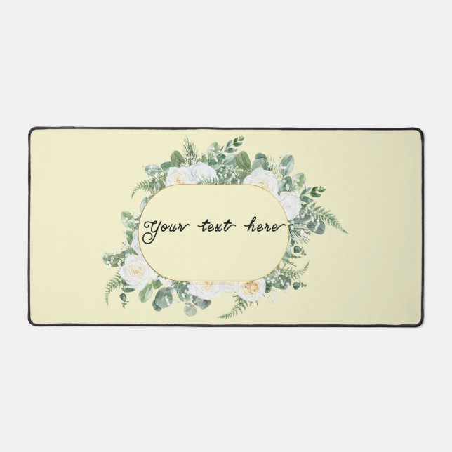 Floral frame with your text desk mat (Front)