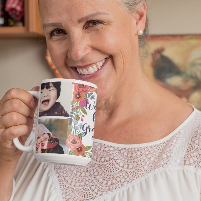 Floral Frame - World's Best Grandma Photo Collage Coffee Mug (Creator Uploaded)