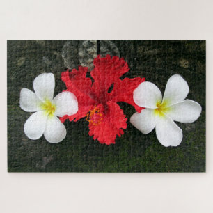 floral frangipani hibiscus jigsaw puzzle