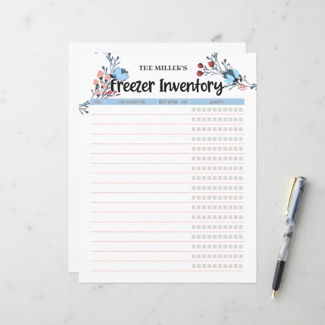 Floral Freezer Inventory Blue (Front/Back In Situ)