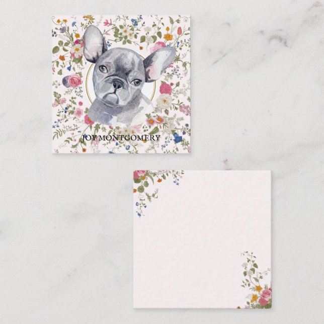 Floral French Bulldog Dog Mum Notecard (Front/Back)