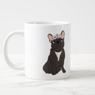 Floral French Bulldog Lovers Black Frenchie Dog Large Coffee Mug