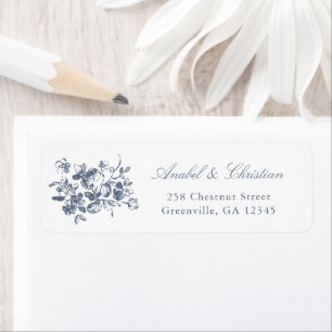 Floral French Roses Dusty Blue Return Address