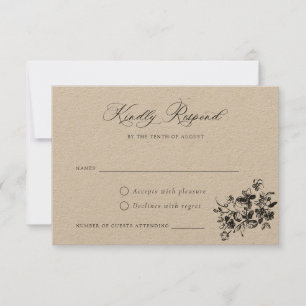 Floral French Roses Vintage Crest Wedding RSVP Inv Invitation