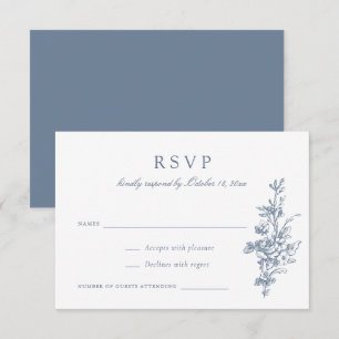 Floral French Vintage Toile Wedding RSVP Invitation