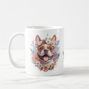 Floral Frenchie cute floral Head Watercolor Coffee Mug