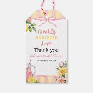 Floral Freshly Squeezed Pink Lemon Bridal Shower Gift Tags