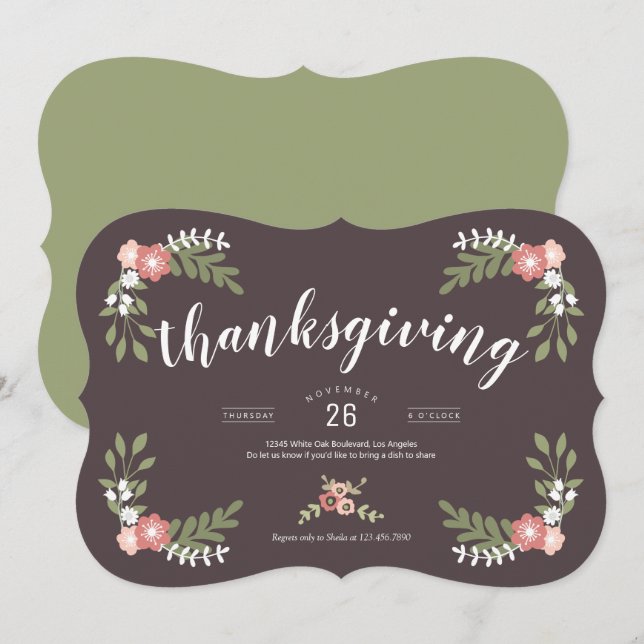 Floral Friendsgiving Holiday Invitation (Front/Back)