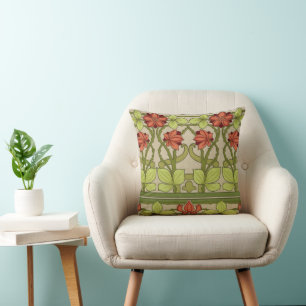 Floral Frieze Border in Art Nouveau Style Cushion