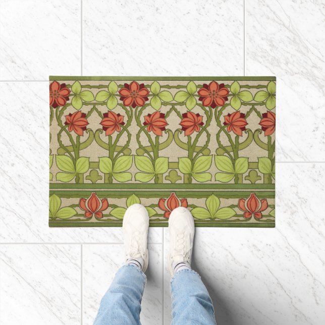 Floral Frieze Border in Art Nouveau Style Doormat (Indoor)