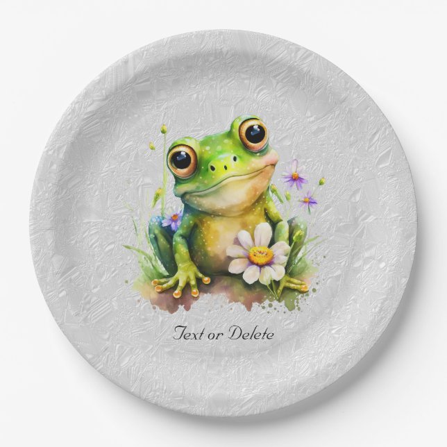 Floral Frog Paper Plate (Front)