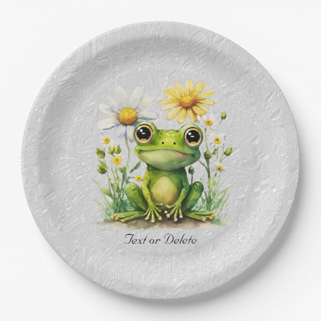 Floral Frog Paper Plate (Front)