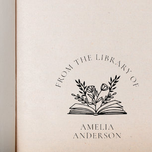 Floral From the Library of Custom Name Self-inking Stamp