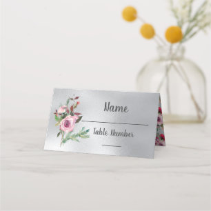 Floral Frosty Winter Roses wedding table cards