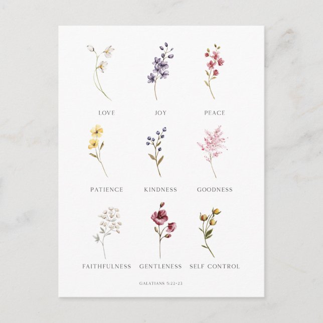 Floral Fruit of the Spirit Galatians 5 Postcard (Front)