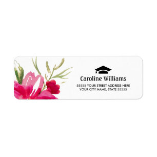 Floral Fuchsia Graduation Return Address Label
