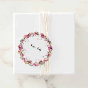 Floral Fuchsia Peonies Scalloped Favour Tags