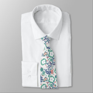 Floral Fun Print On White Tie