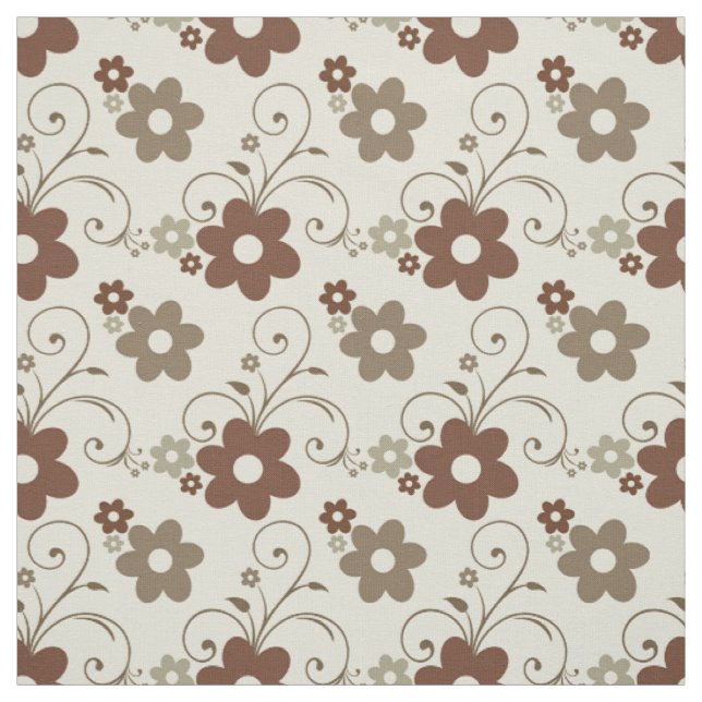 Floral Fun Retro Beige Fabric (Swatch)
