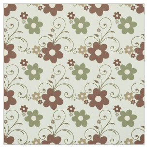 Floral Fun Retro Green Fabric