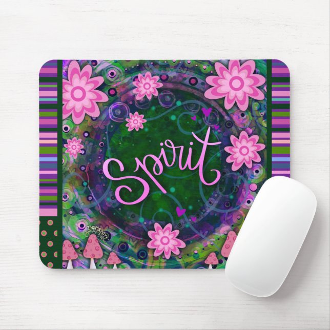 Floral Fun Spirit Modern Stripe Inspirivity Mouse Mat (With Mouse)