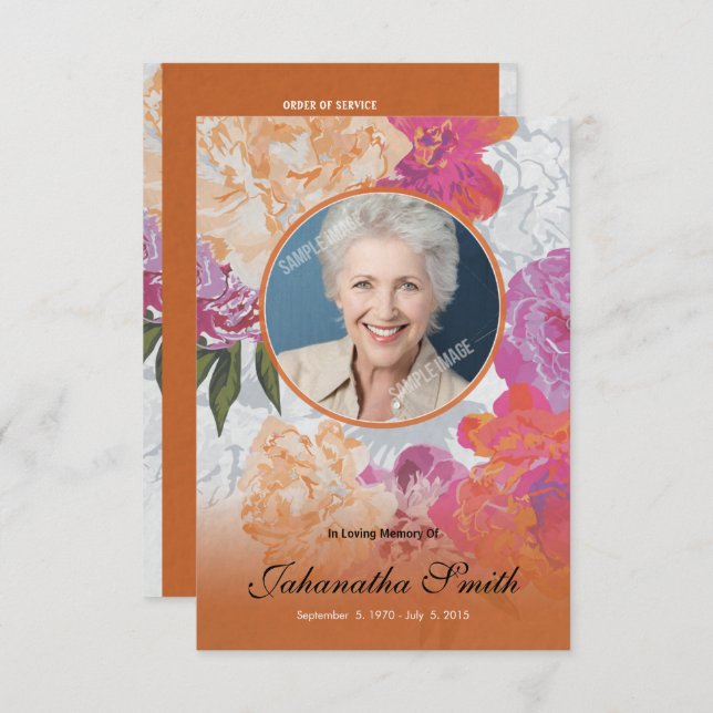 Floral  Funeral Card (Front/Back)