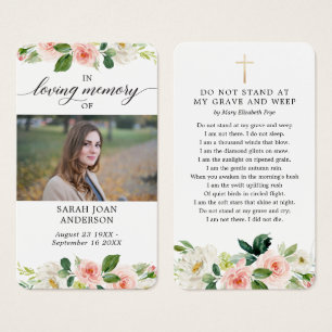 Floral Funeral In Loving Memorial Poem Card