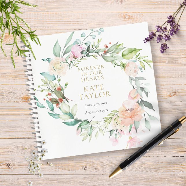 Floral Funeral Memorial Budget Guest Book (Creator Uploaded)
