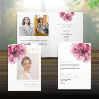 Floral Funeral Memorial Order Of Service Folded Programme