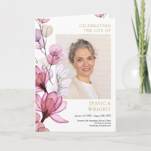 Floral Funeral Memorial Order Of Service Folded Programme