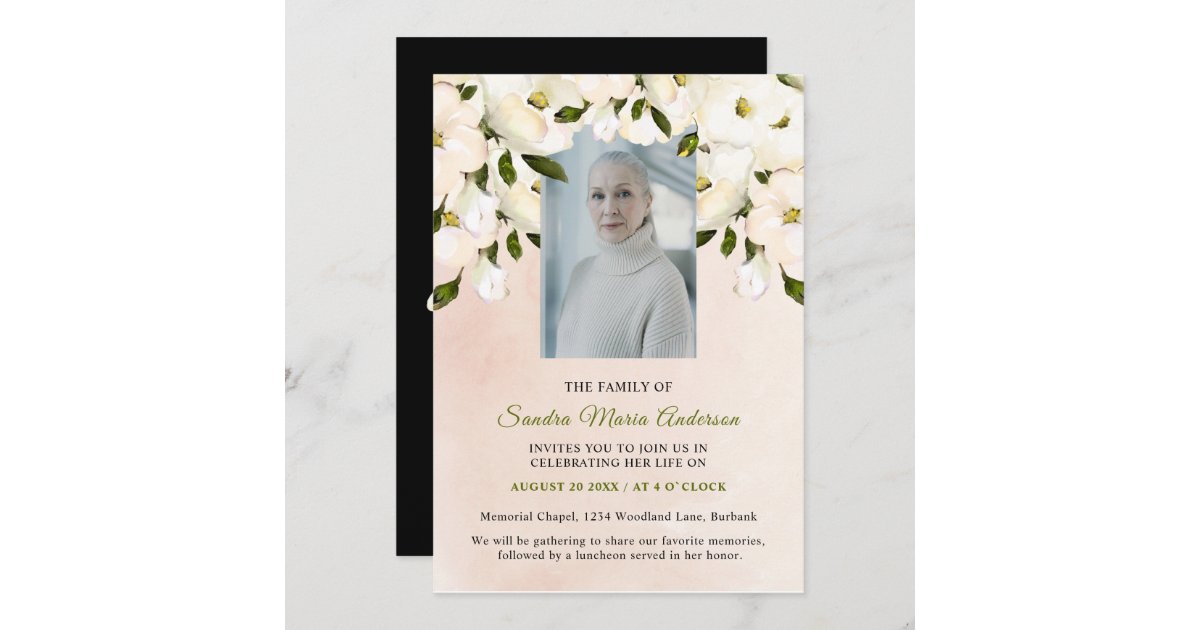 Floral Funeral Memorial Photo Celebration of life Thank