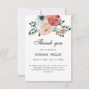 Floral Funeral Memorial Thank You Card