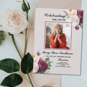 Floral Funeral Order of Service Celebration Life Flyer