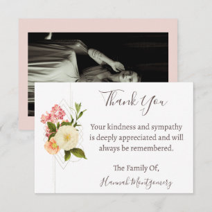 Floral Funeral Photo Thank You Card, Sympathy   Card