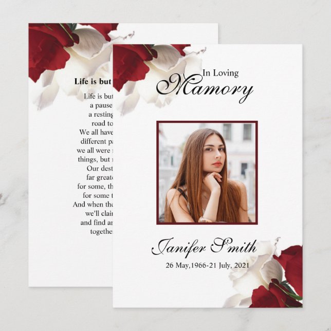 Floral Funeral Prayer Card (Front/Back)