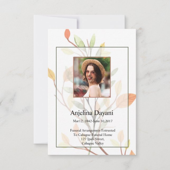 Floral Funeral Prayer Card Template (Front)