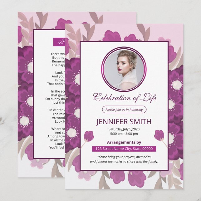 Floral Funeral Prayer Card Template (Front/Back)