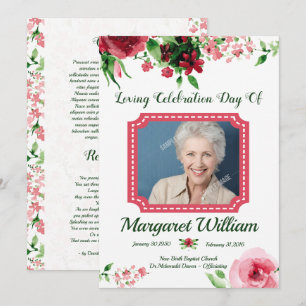 Floral Funeral Program Card Template