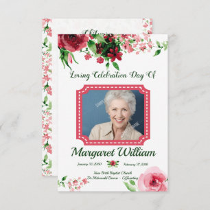 Floral Funeral Program Card Template