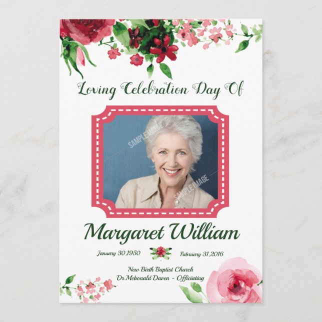 Floral Funeral Program Card Template (Front)