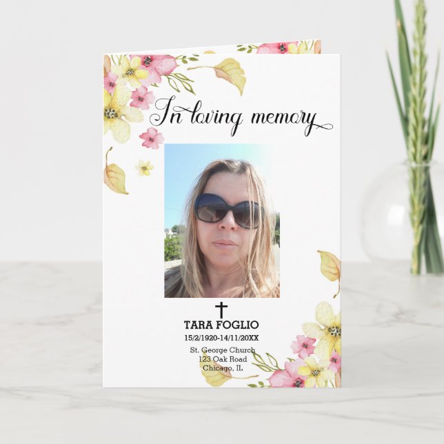 Floral funeral program programme (Front)