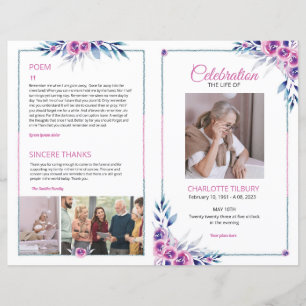 Floral Funeral Program Template