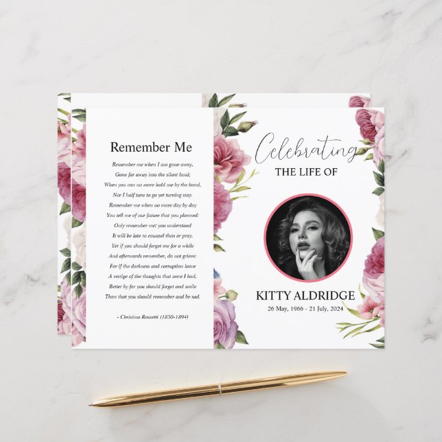 Floral Funeral Program Template (Front/Back In Situ)