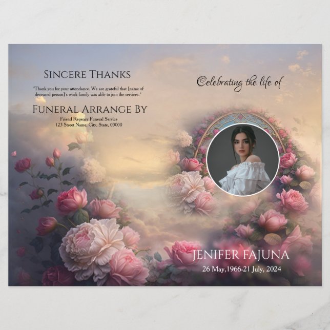 Floral Funeral Program Template (Front)