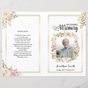 floral Funeral Program template