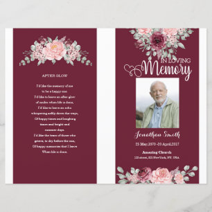 floral Funeral Program template
