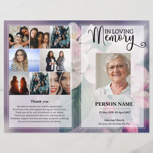 Floral Funeral Program template (Front)