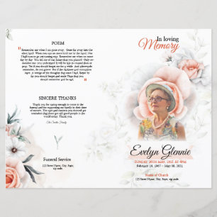 Floral Funeral Program Template